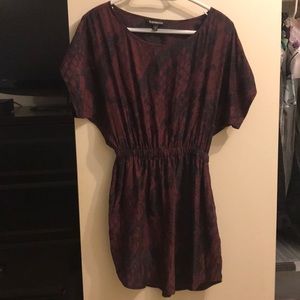 Express Maroon/Black snakeskin dress